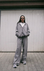 ESSNTIAL ELEMNTS WH Unisex 420G Snow Washed Tape Raw Edge Zip Hoodie - Essntial Elemnts