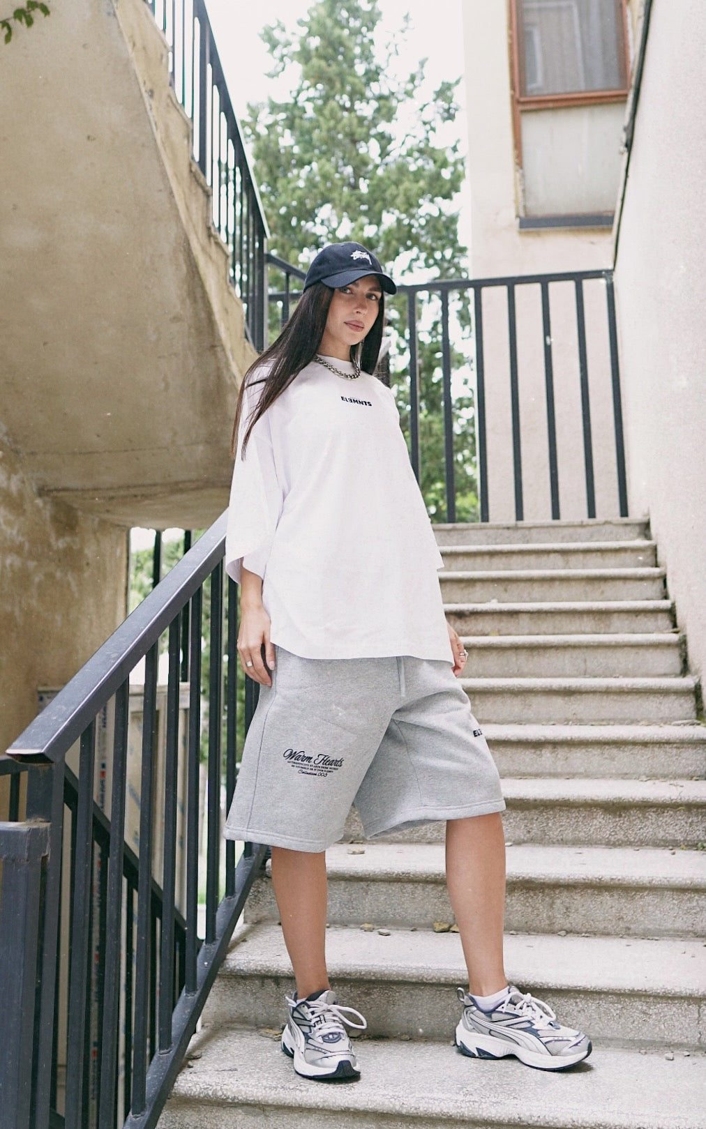 ESSNTIAL ELEMNTS WH 250G Oversized Long Drop Shoulder Tee - Essntial Elemnts