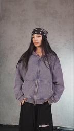 ESSNTIAL ELEMNTS WH 355G Zip-Through Boxy Fleece Hoodie