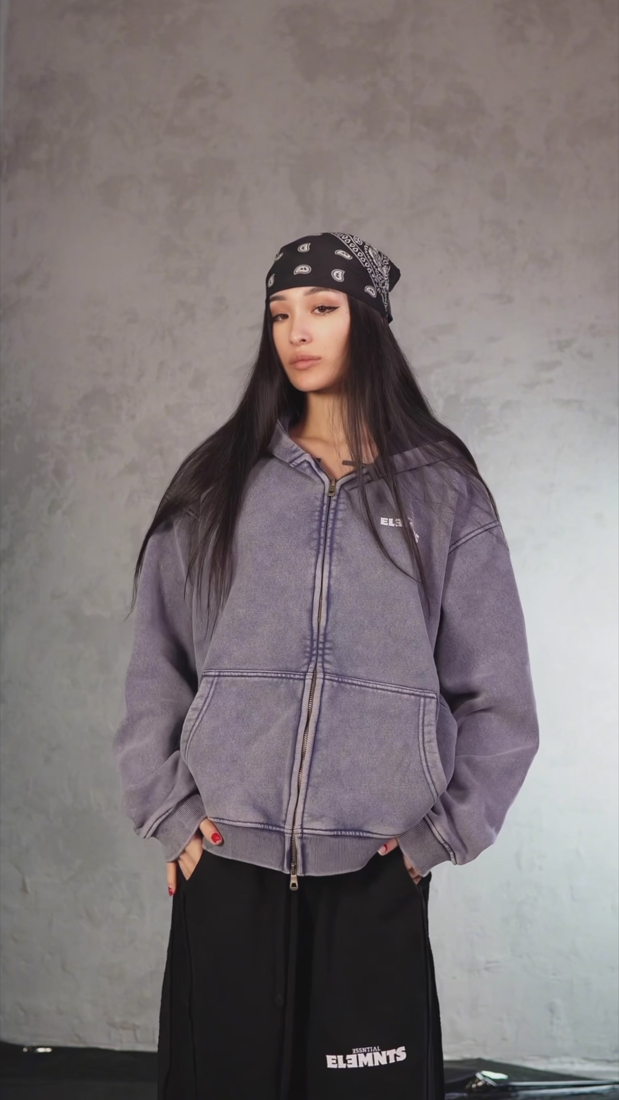 ESSNTIAL ELEMNTS WH Unisex 355G Zip-Through Boxy Fleece Hoodie