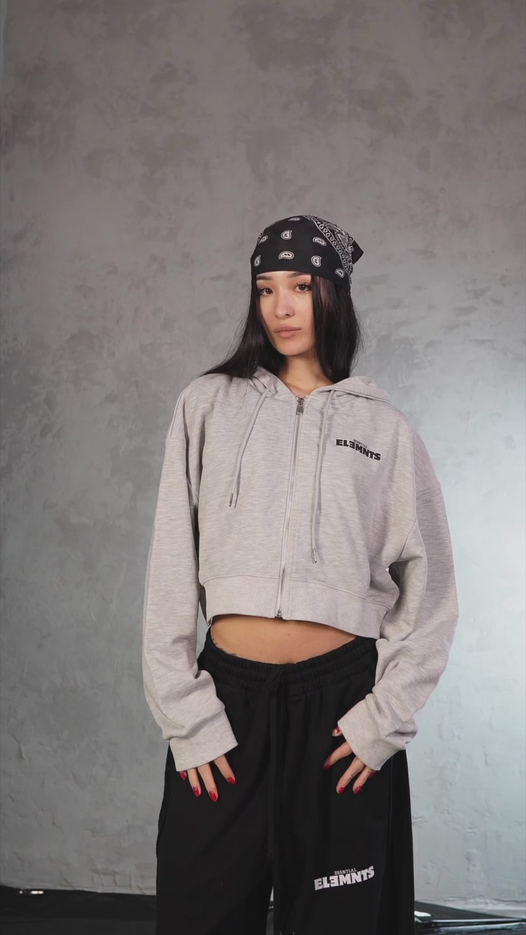 ESSNTIAL ELEMNTS WH Women's 310G Cropped Zip-Up Hoodie