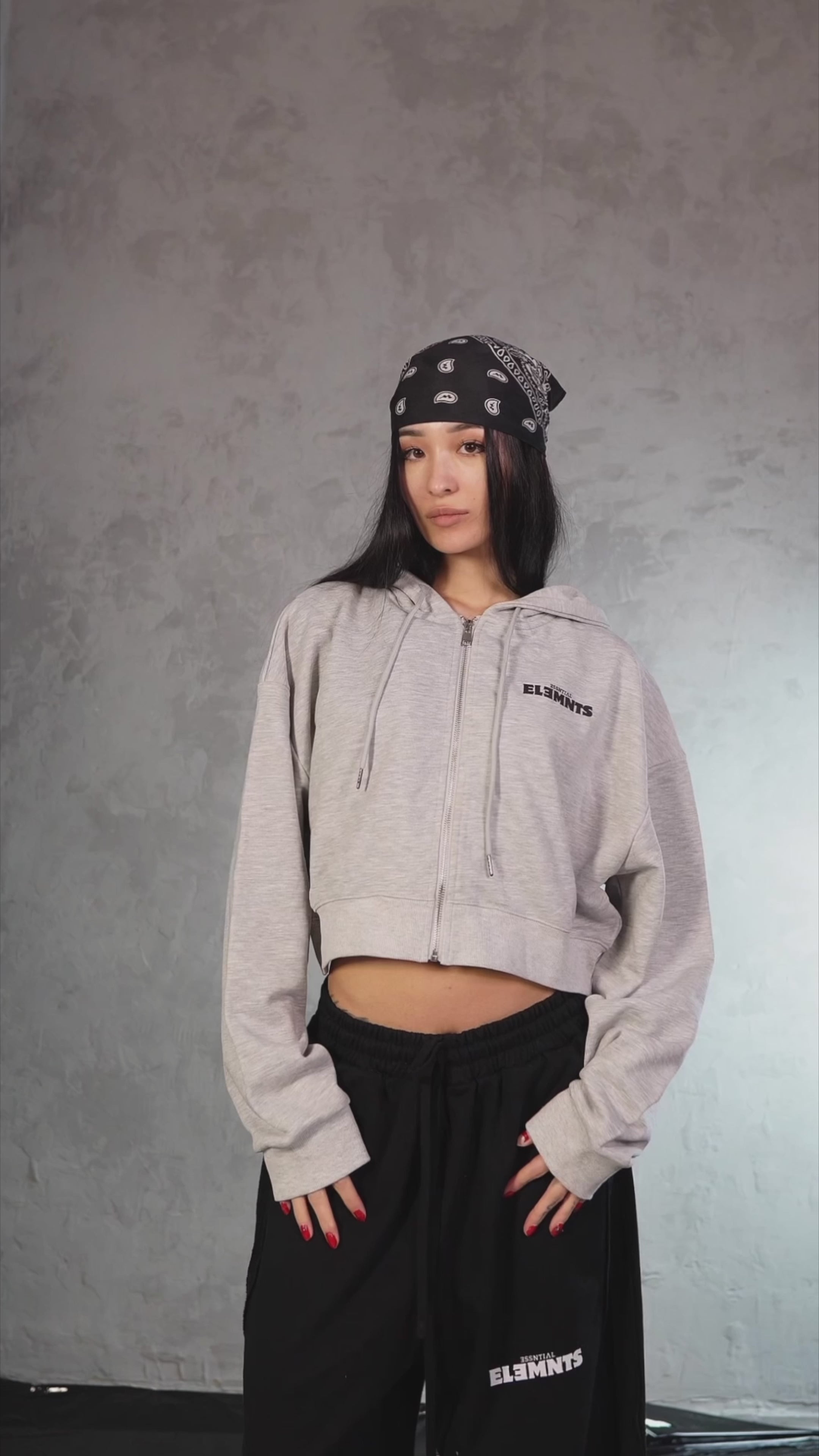ESSNTIAL ELEMNTS WH Women's 310G Cropped Zip-Up Hoodie
