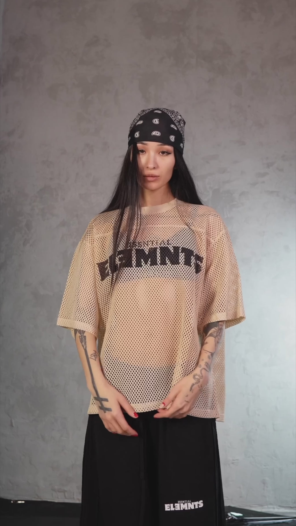 ESSNTIAL ELEMNTS WH 260G C-through Boxy Net Tee