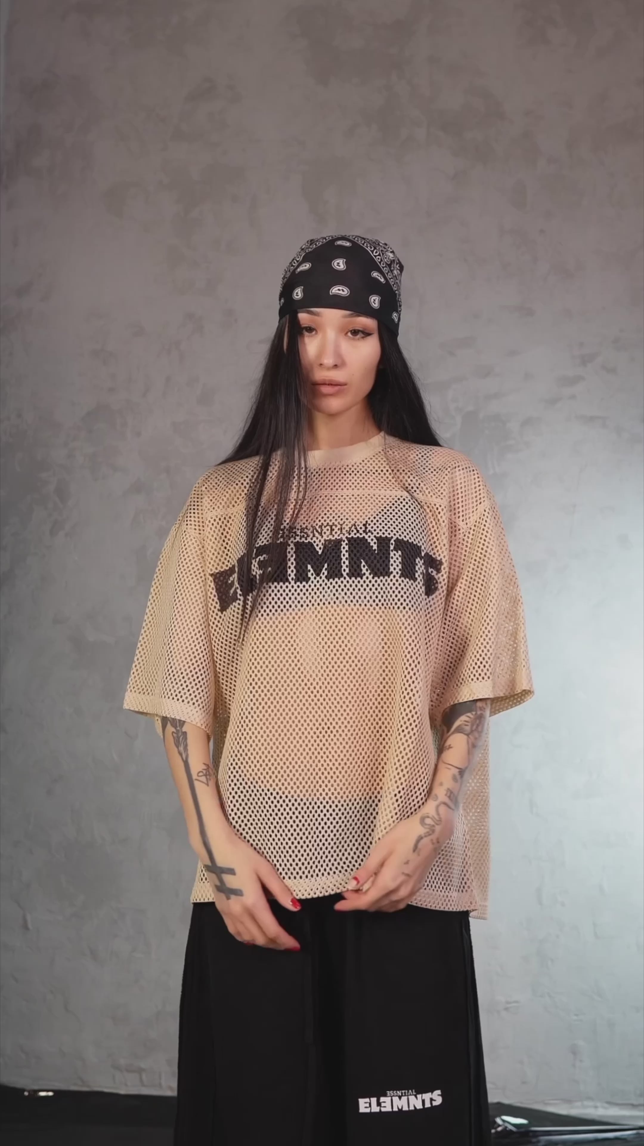 ESSNTIAL ELEMNTS WH 260G C-through Boxy Net Tee