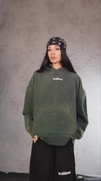 ESSNTIAL ELEMNTS WH 360G Vintage Washed Frayed Fleece Hoodie