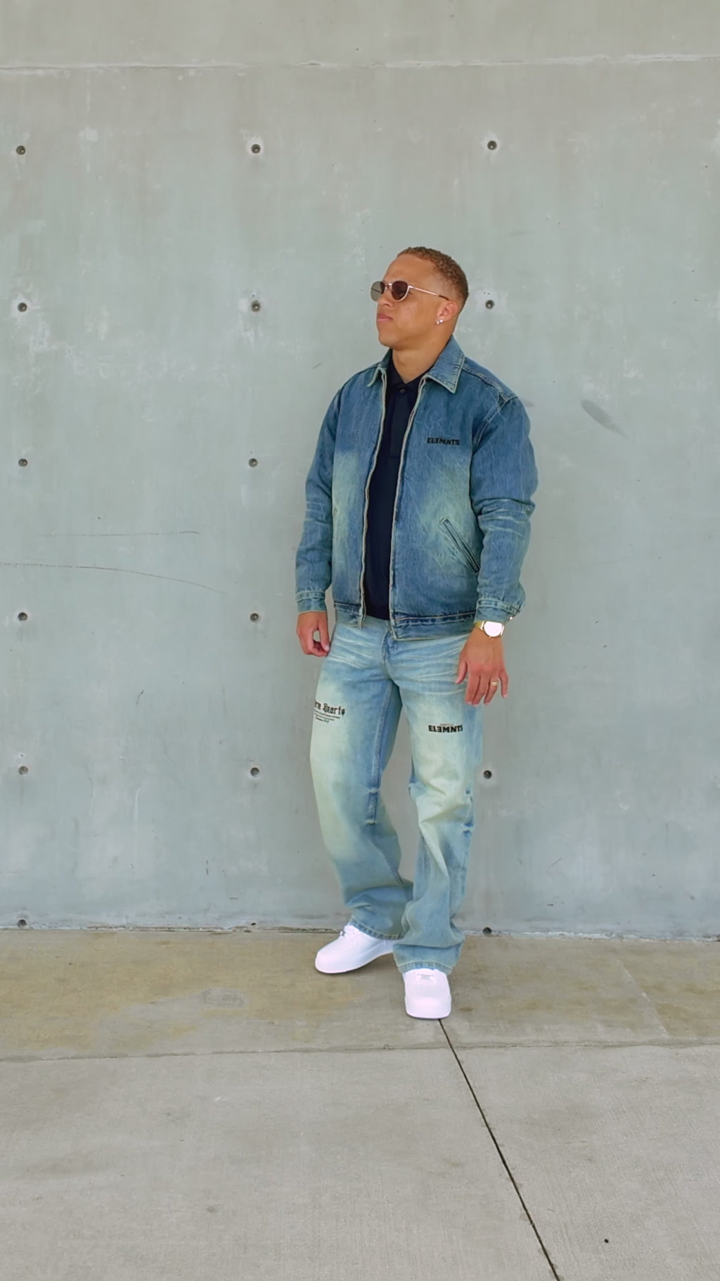 ESSNTIAL ELEMNTS WH 385G Faded Raw Hem Denim Jeans