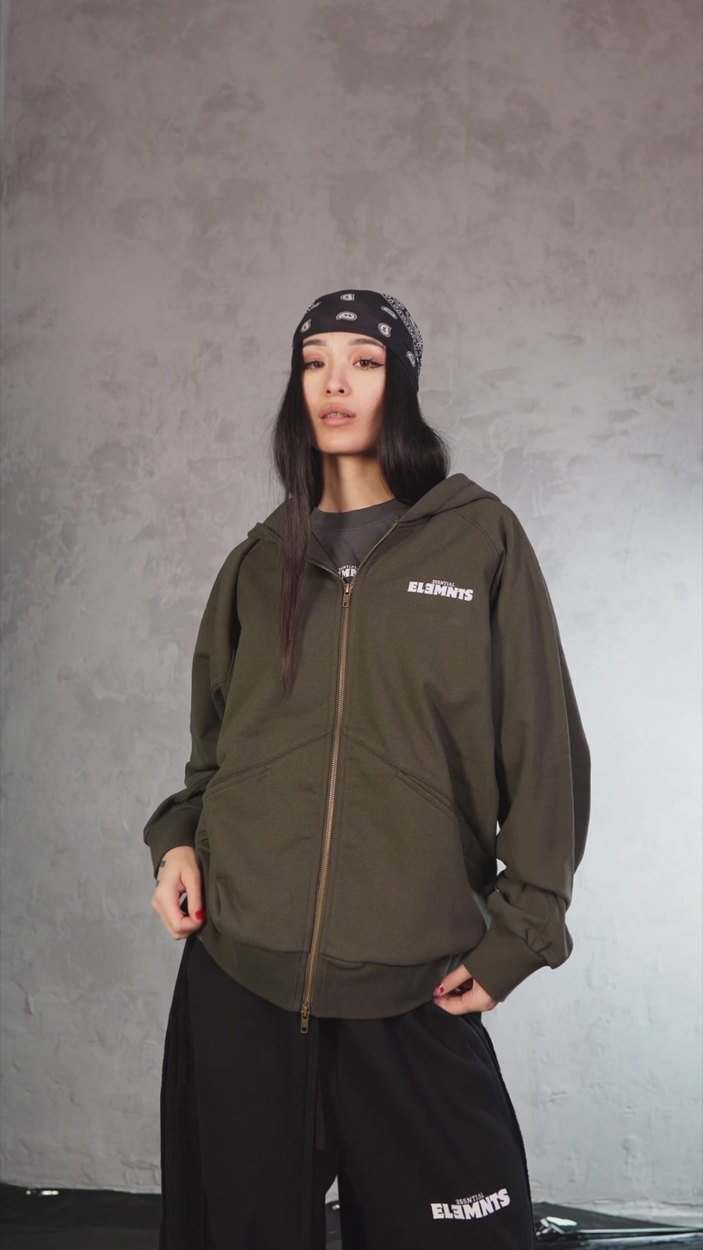 ESSNTIAL ELEMNTS WH 365G Dolman Sleeve Zip-Up Hoodie