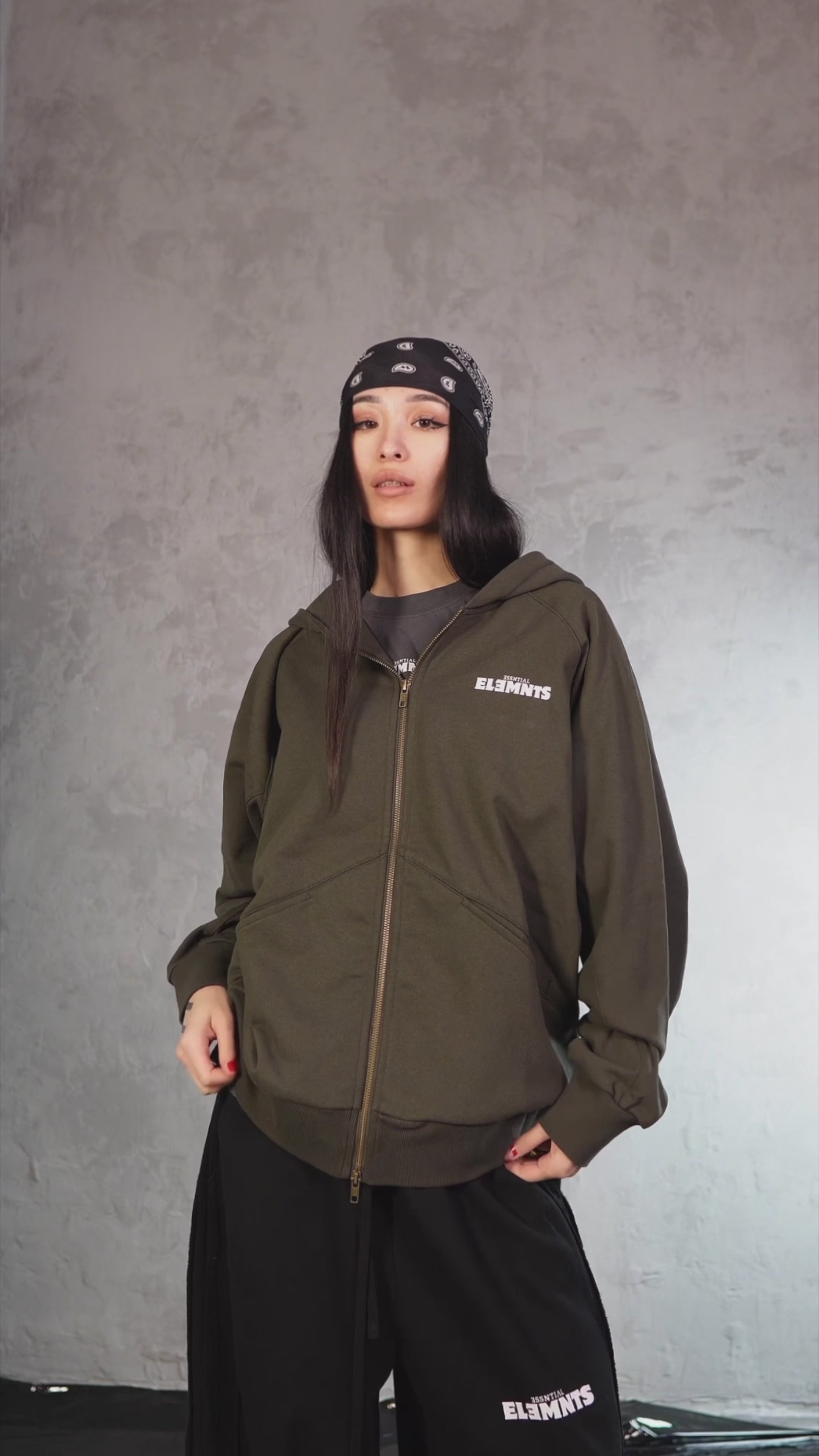 ESSNTIAL ELEMNTS WH 365G Dolman Sleeve Zip-Up Hoodie