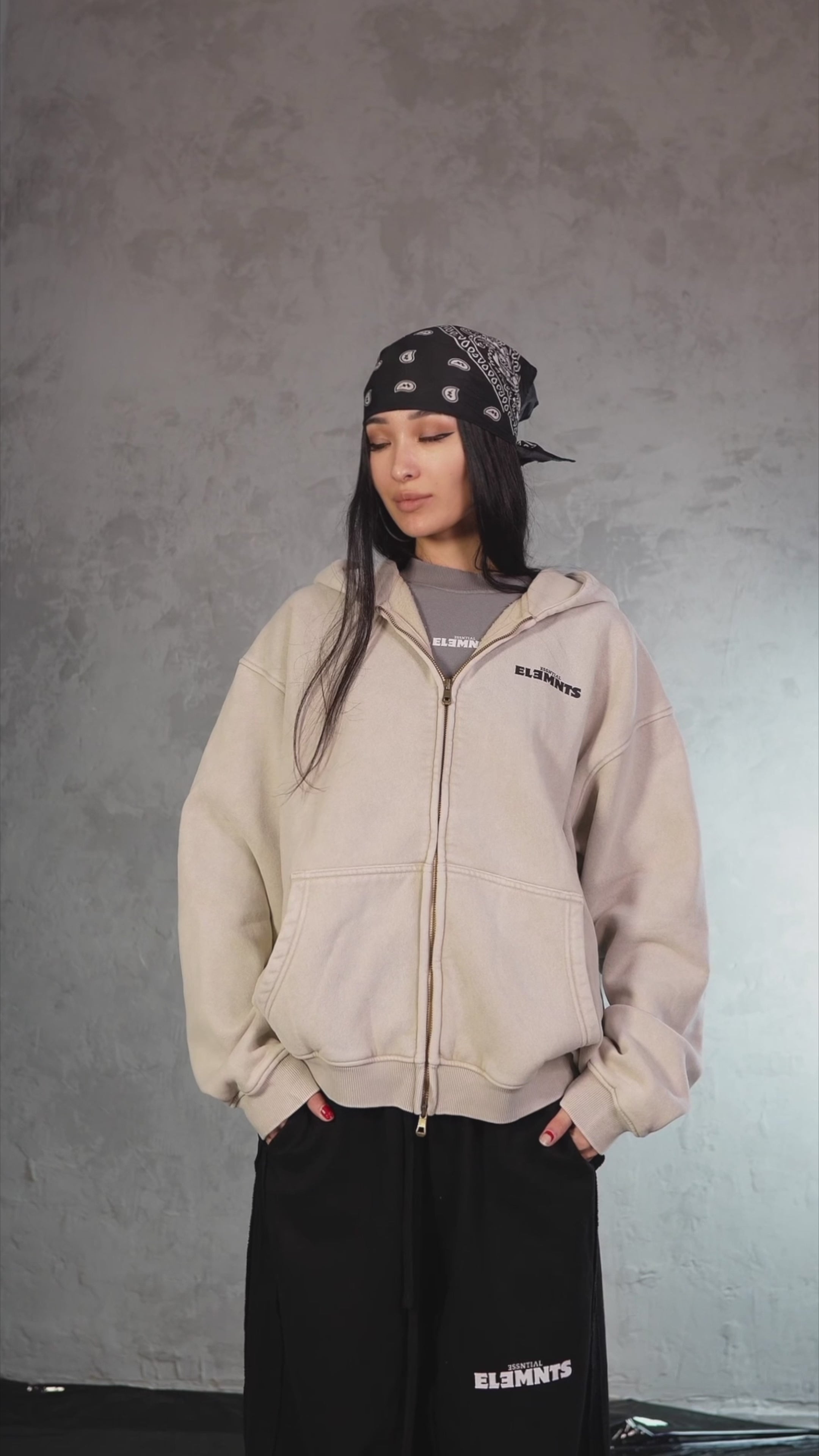 ESSNTIAL ELEMNTS WH Unisex 355G Zip-Through Boxy Fleece Hoodie