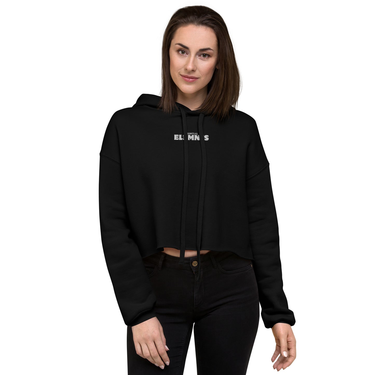 ƎSSNTIΛL ELƎMNTS Embroidered Cropped Fleece Hoodie